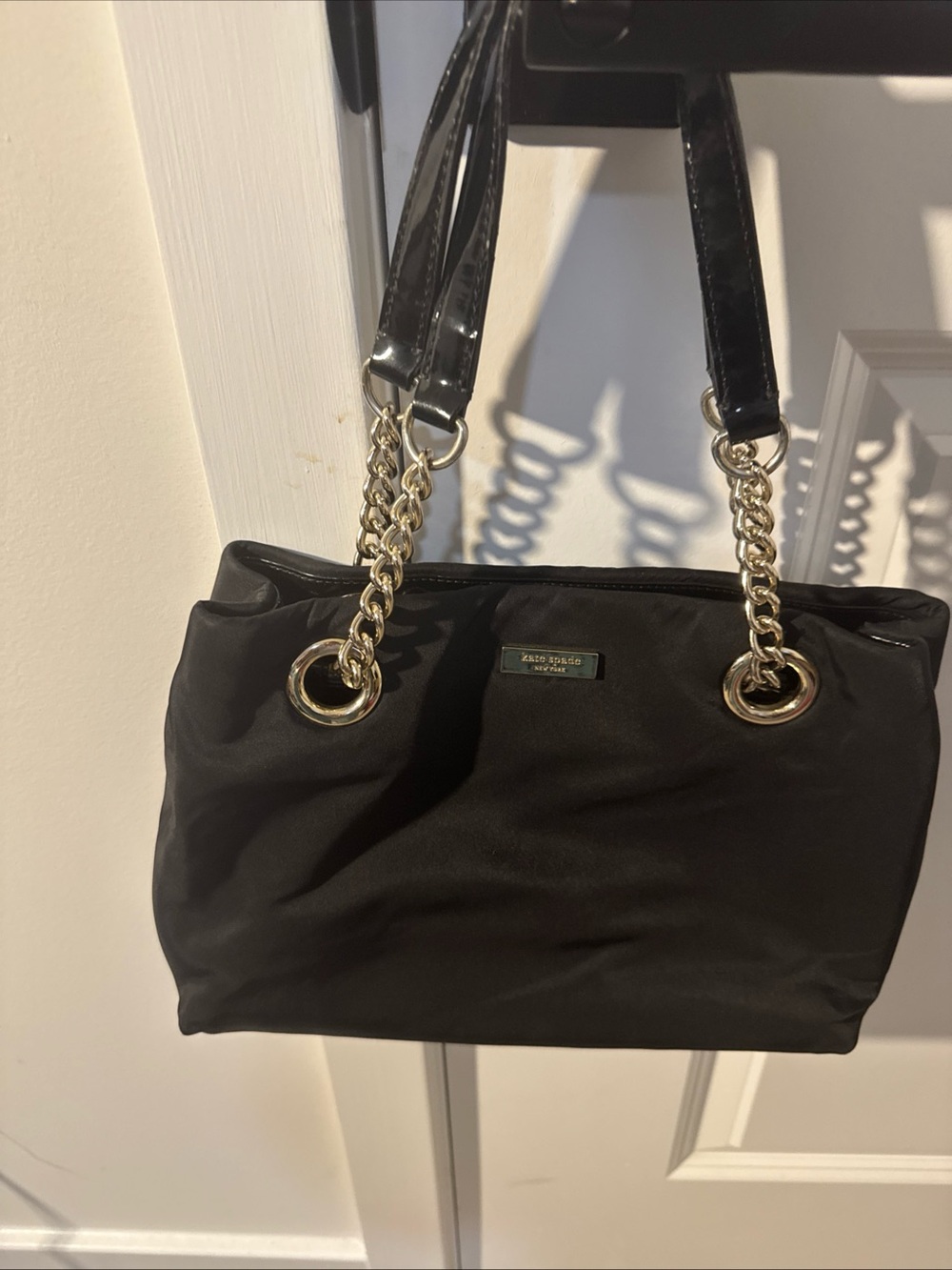 Kate Spade Black Nylon Tote Purse Silver Hardware